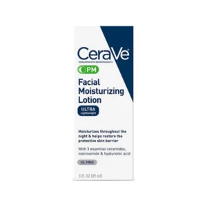 CeraVe PM loción hidratante facial, crema de noche ligera sin aceite para todo tipo de piel